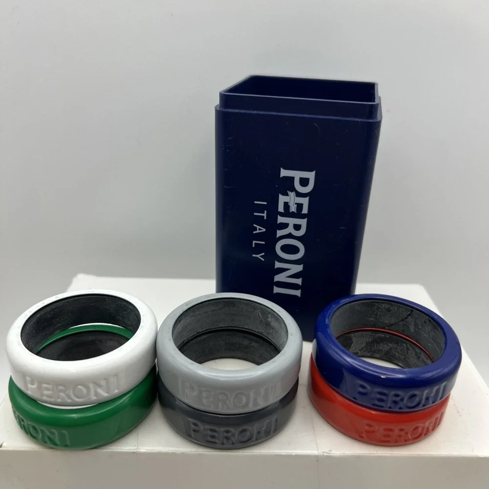 2008 Peroni Adornare Ceramic Drink Marker Set 6 Bottle Rings Box Barware